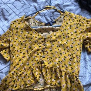 Yellow crop top with flowers